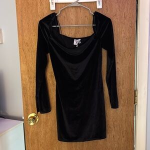 Black Velvet Off the Shoulder Dress